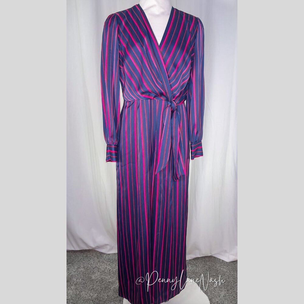 Maggy London Kim Striped Wrap Jumpsuit - Picture 2 of 14